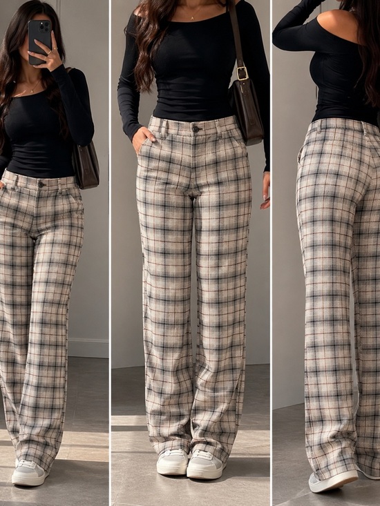 American Eagle Outfitters Pants - American Eagle Outfitters Women's Plaid Dress Pants -Gray, Black, Brown Size W33